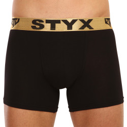 Boxers homme Styx / KTV long sport élastique noir - élastique doré (UTZ960)