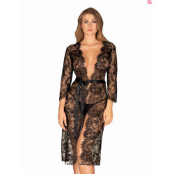 Robe de chambre pour femmes Obsessive noir (Lashy peignoir)