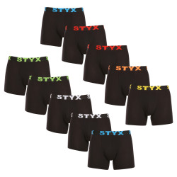 10PACK Boxers homme Styx long sport élastique noir (10U9601)