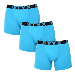 3PACK Boxers homme Styx long sport élastique bleu clair (3U1169)