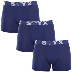 3PACK Boxers homme Styx long sport élastique bleu foncé (3U968)