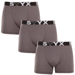 3PACK Boxers homme Styx long sport élastique gris foncé (3U1063)