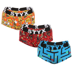 3PACK culotte femme Styx art avec jambe multicolore (3IN12914)