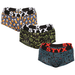 3PACK culotte femme Styx art avec jambe multicolore (3IN12672)