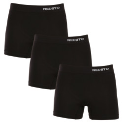 3PACK Boxers homme Nedeto sans couture bambou noir (3NDTB001S)