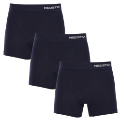 3PACK Boxers homme Nedeto sans couture bambou bleu (3NDTB002S)