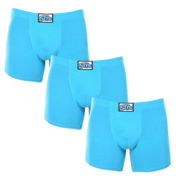 3PACK Caleçon homme Styx long caoutchouc classique light blue (3F1169)