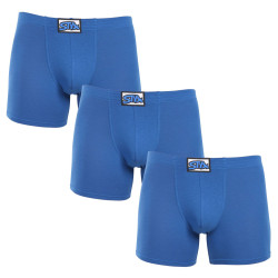 3PACK Boxers homme Styx long classique élastique bleu (3F1167)