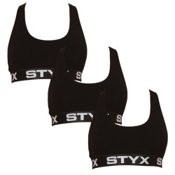 3PACK soutien-gorge femme Styx sport noir (3IP0960)