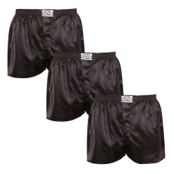 3PACK Caleçons homme Styx caoutchouc classique satin black (3C0960)