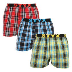 3PACK Caleçons homme Styx sport élastique multicolore (3B102123)