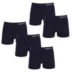 5PACK Boxers homme Nedeto sans couture bambou bleu (5NDTB002S)