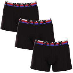 3PACK caleçon homme Styx long sport élastique noir tricolore (3U1960)