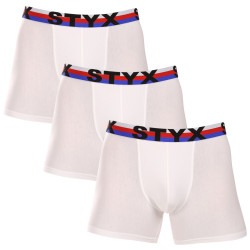 3PACK caleçon homme Styx long sport élastique blanc tricolore (3U2061)