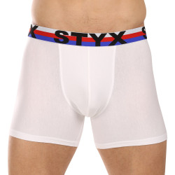 Caleçon homme Styx long sport élastique blanc tricolore (U2061)