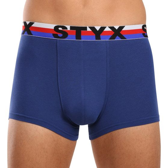 3PACK Styx boxer hommes sport élastique bleu foncé tricolore (3G1968)