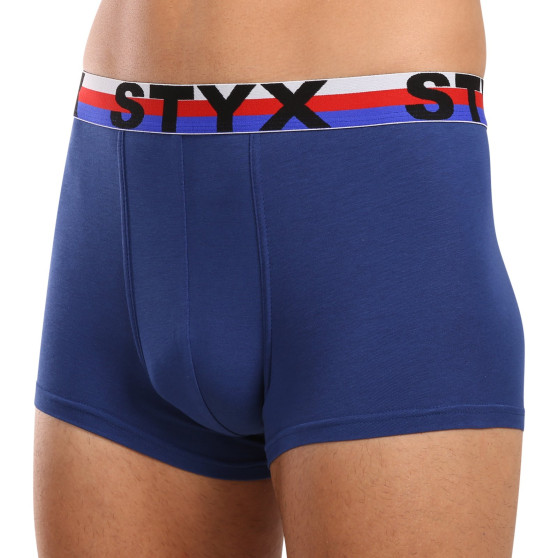 3PACK Styx boxer hommes sport élastique bleu foncé tricolore (3G1968)