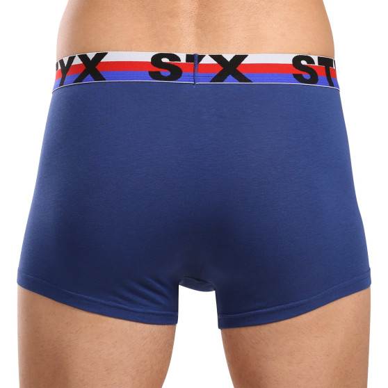 3PACK Styx boxer hommes sport élastique bleu foncé tricolore (3G1968)