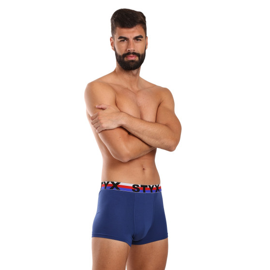 3PACK Styx boxer hommes sport élastique bleu foncé tricolore (3G1968)