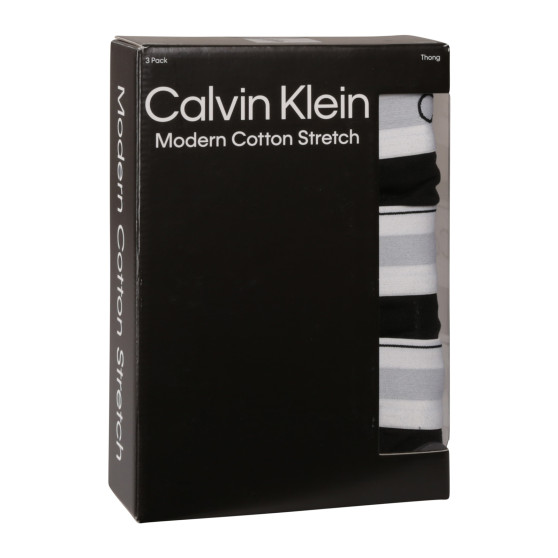 3PACK Strings pour hommes Calvin Klein noir (NB3226A-001)